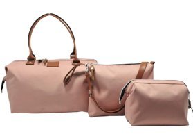 Babysi Baby Bag 3'lü Su Geçirmez Suni Deri Bebek Omuz Çantası Pembe