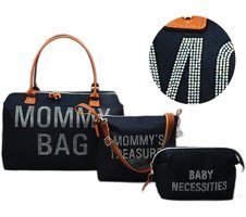 Babysi Mommy Bag Exclusive 3'lü Keten Bebek Omuz Çantası Siyah