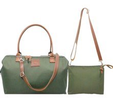 Babysi Mommy Bag Exclusive 2'li Su Geçirmez Suni Deri Bebek Omuz Çantası Haki