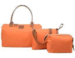 Babysi Mommy Bag 3'lü Su Geçirmez Kapitone Bebek Omuz Çantası Turuncu
