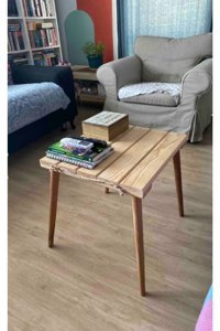 Yoko Home Tek Parça Kare Ahşap Açık Kahverengi Kamp Masası