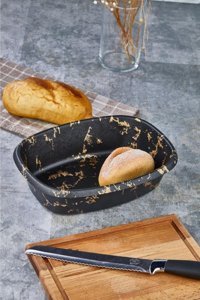 Wonder Gold Desenli Siyah Ekmek Kutusu