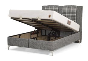 Md Allure GM1167 90x200 cm Başlıklı Sandıklı Tek Kişilik Baza Seti Gri