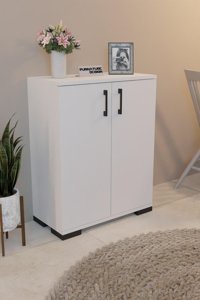 CMK Store 2 Kapaklı 3 Raflı Çok Amaçlı Dolap Beyaz 83x65x32 cm