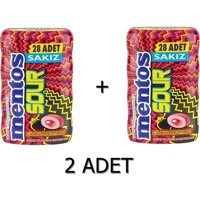 Mentos Sour Çilekli Şekersiz Sakız 28'li 2 Adet