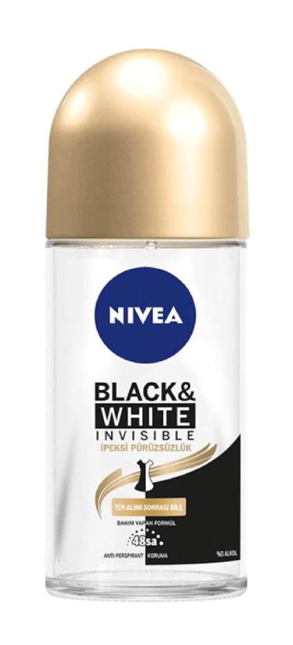 Nivea Black&White Invisible Pudrasız Ter Önleyici Antiperspirant Roll-On Kadın Deodorant 50 ml