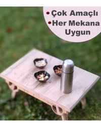Yunusoğlu Home 48 cm x 32 cm Dikdörtgen Ahşap Kahverengi Kamp Masası