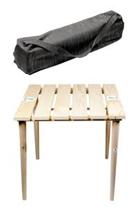 Pratikoutdoor 55 cm x 50 cm Çantalı Kare Ahşap Kahverengi Kamp Masası