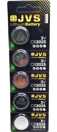 JVS CR2025 3 V Lityum Düğme Pil 5'li