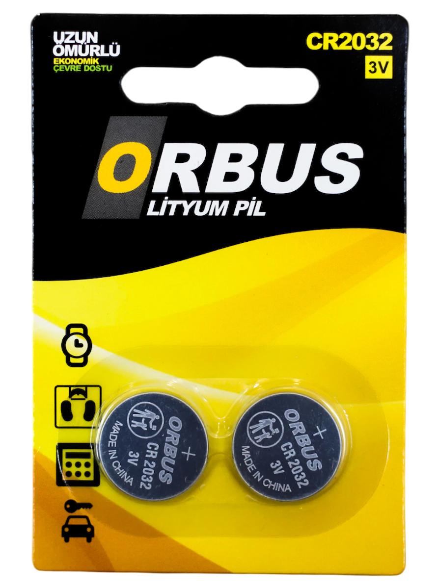 Orbus CR2032 3 V Lityum Düğme Şarjlı Pil 2'li