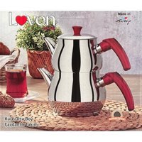 Loven Küre Paslanmaz Çelik Çaydanlık Gri-Kırmızı