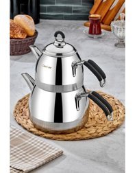 Cooker Paslanmaz Çelik Çaydanlık Gri-Siyah