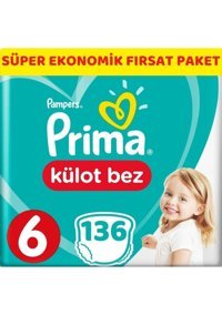 Prima 6 Numara Külot Bebek Bezi 136 Adet
