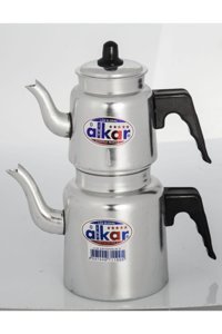 Alkar No:3 Emaye Çaydanlık Gri-Siyah