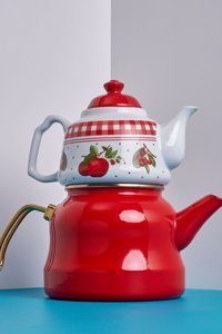 Miss Betty Mela Rossa Porselen Emaye Çaydanlık Kırmızı