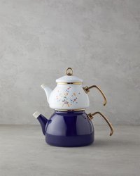 English Home Floral Symphony Emaye Çaydanlık Beyaz-Mavi