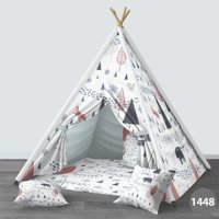 Instababyrooms 1449 Kızılderili Sevimli Hayvanlar 2-4 Yaş Beyaz Unisex Oyun Çadırı