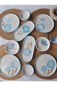 M'Art Home Her Mevsim Yaz 10 Parça 4 Kişilik Çok Renkli Desenli Seramik Kahvaltı Takımı