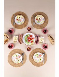 Nandy Home Yuvarlak 19 Parça 4 Kişilik Çok Renkli Desenli Stoneware Kahvaltı Takımı