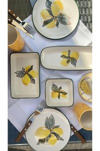 M'Art Home Lemon Bodrum 5 Parça 2 Kişilik Çok Renkli Desenli Seramik Kahvaltı Takımı