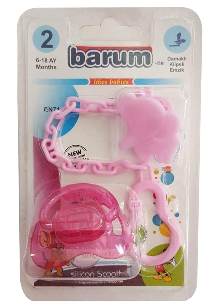 Barum Klipsli 6-18 Ay Taşlı Damaklı Emzik Pembe