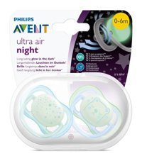 Philips Avent Ultra Air 0-6 Ay Fosforlu Delikli Ortodontik Yenidoğan Kiraz Uçlu Damaklı Silikon Emzik Mavi