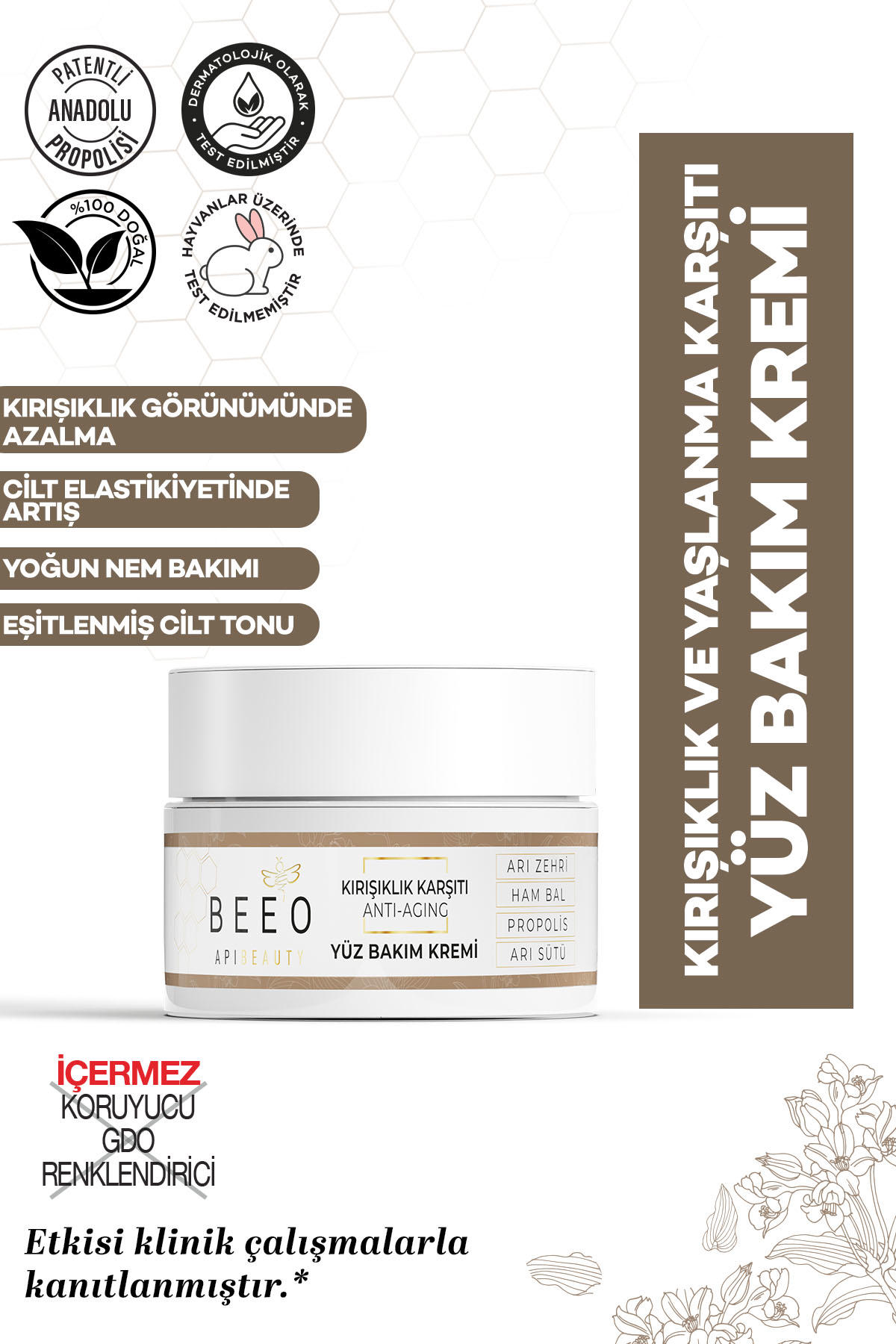 Bee'o 30+ Nemlendirici Tüm Ciltler Anti-Aging, Kırışıklık Giderici Boyun-Yüz Krem 50 ml