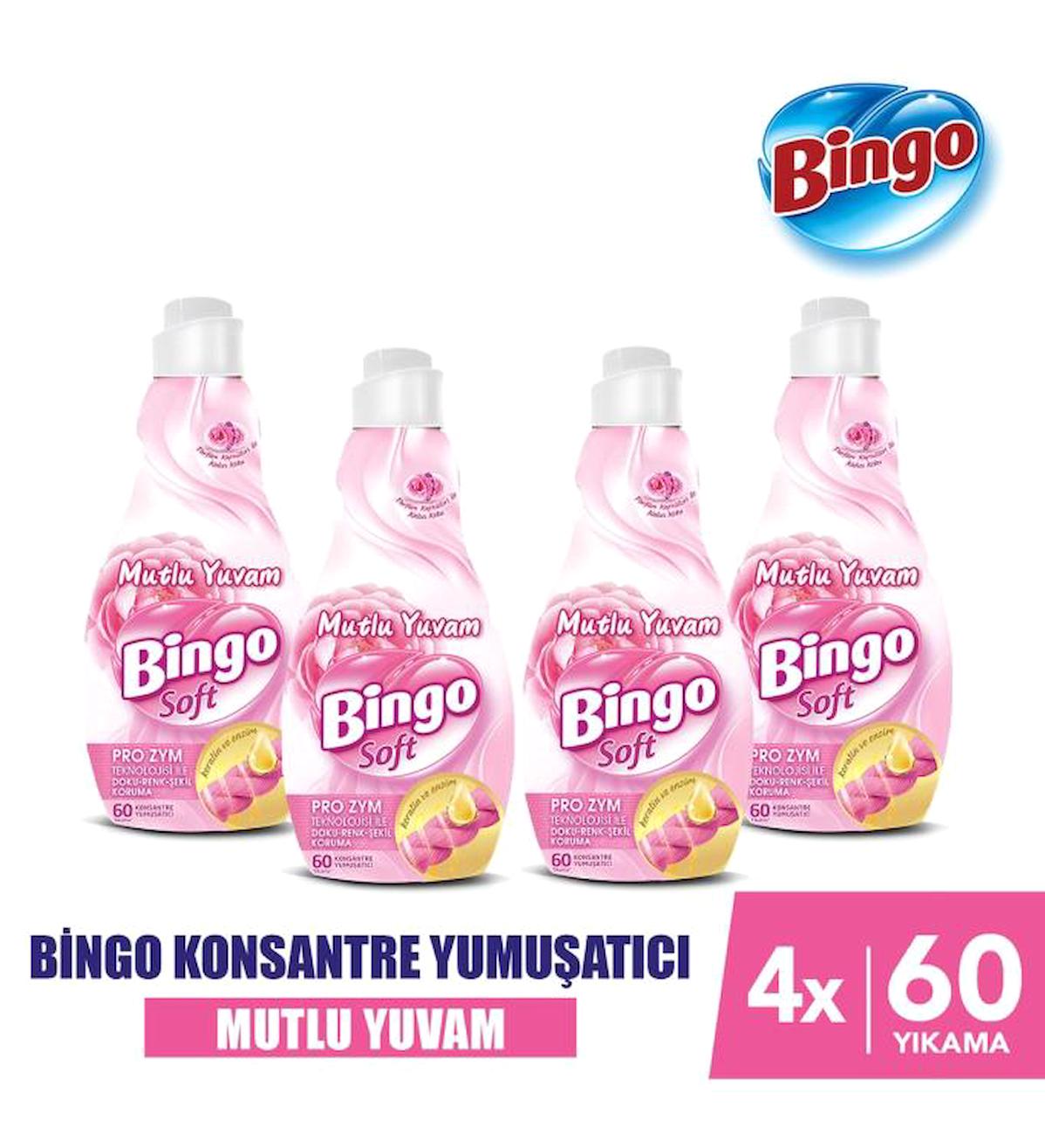 Bingo Soft Mutlu Yuvam Konsantre Çiçek 240 Yıkama Yumuşatıcı 4x1.44 lt