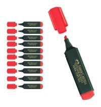 Faber-Castell 10'lu Neon Kırmızı Kesik Uçlu Fosforlu Kalem Seti