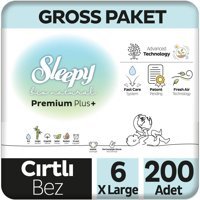 Sleepy Bio Natural Premium Plus 6 Numara Organik Cırtlı Bebek Bezi 200'lü