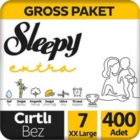 Sleepy Extra 7 Numara Organik Cırtlı Bebek Bezi 400'lü
