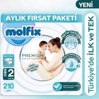 Molfix Premium 2 Numara Göbek Oyuntulu Cırtlı Bebek Bezi 210'lu