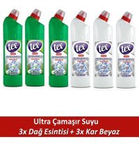 Tex Ultra Dağ Esintisi-Kar Beyaz Banyo-Mutfak İçin Konsantre Jel Çamaşır Suyu 6x750 ml
