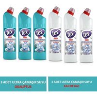 Tex Ultra Okaliptus-Kar Beyazı Banyo-Mutfak İçin Konsantre Jel Çamaşır Suyu 6x750 ml