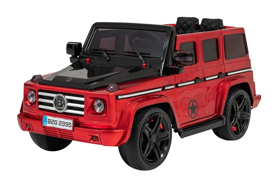 Baby2go Safari Uzaktan Kumandalı Deri Koltuklu 12 W Üstü Açık Çift Akülü Akülü Araba Kırmızı
