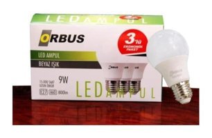 Orbus 9 W Tasarruflu Beyaz E27 Ampul Led Ampul