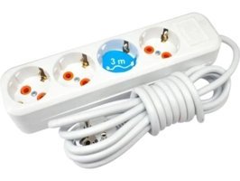 Royaleks AST-403 Topraklı 4'lü 3 m Grup Priz Beyaz