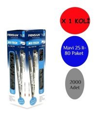 Pensan My Tech Plastik Tek Renkli 0.7 mm Mavi 80x25'li Tükenmez Kalem