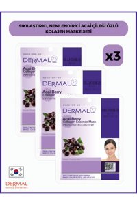 Dermal Acai Çileği Özlü Kollajen Nemlendirici Kağıt Yüz Maskesi 3x23 gr