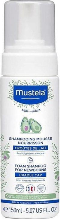 Mustela Göz Yakmayan Hipoalerjenik Yenidoğan Hassas Ciltler İçin Sprey-Köpük Bebek Şampuanı 150 ml