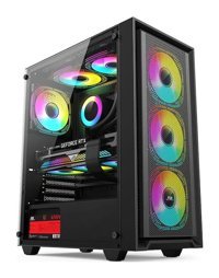 Power Boost Pb-P802Ab RGB Mesh Sıvı Soğutmalı 4 Fanlı Siyah Dikey ATX Oyuncu Bilgisayar Kasası