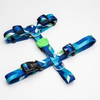 Lindo Dogs Blue Dream M Ayarlanabilir Göğüs H Tipi Köpek Tasması Mavi-Yeşil