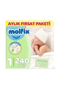 Molfix Yenidoğan 1 Numara Göbek Oyuntulu Cırtlı Bebek Bezi 240 Adet