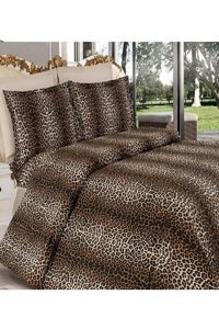 Sedali Home Pamuk 230x160 cm Lastikli Çarşaflı Leopar Tek Kişilik Nevresim Takımı Sarı