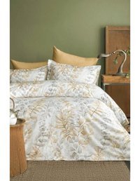 Occale 210 Tc Pamuk Saten 160x220 cm Çarşaflı Çiçekli Tek Kişilik Nevresim Takımı Bej