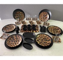 Keramika Leopar 41 Parça 6 Kişilik Çok Renkli Desenli Cam Kahvaltı Takımı