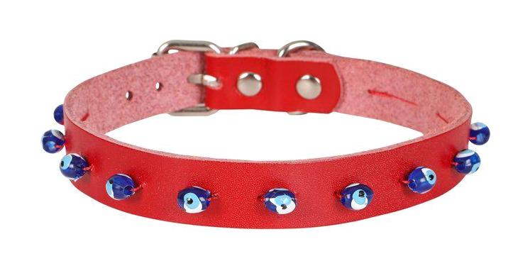Cattie Nazar Boncuklu 28-32 cm Kırmızı Gezdirme Boyun Kedi Tasması