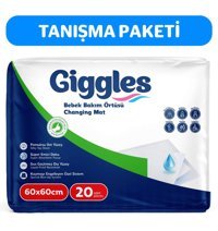 Giggles Bebek Bakım Örtüsü Alezli Tek Kullanımlık 60x60 cm 20'li Alt Açma Örtüsü