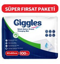 Giggles Bebek Bakım Örtüsü Alezli Tek Kullanımlık 60x60 cm 100'lü Alt Açma Örtüsü