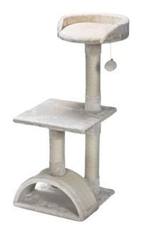 Beeztees Kule Oturaklı Oyuncaklı Katlı 82 cm Kedi Tırmalama Direği Gri-Krem